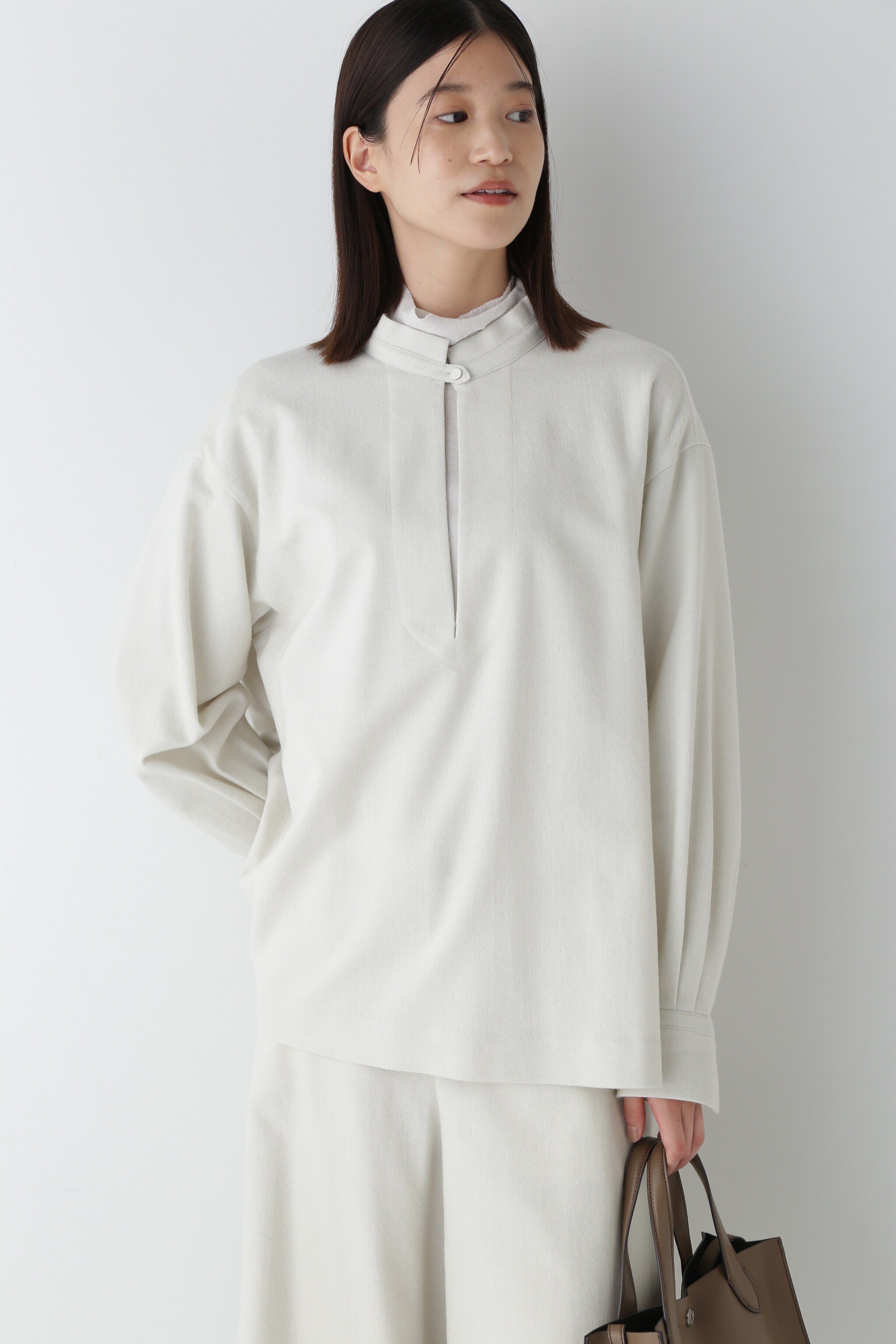  「◆セミ梳毛ツイルブラウス」|シャツ・ブラウス|エクリュ1