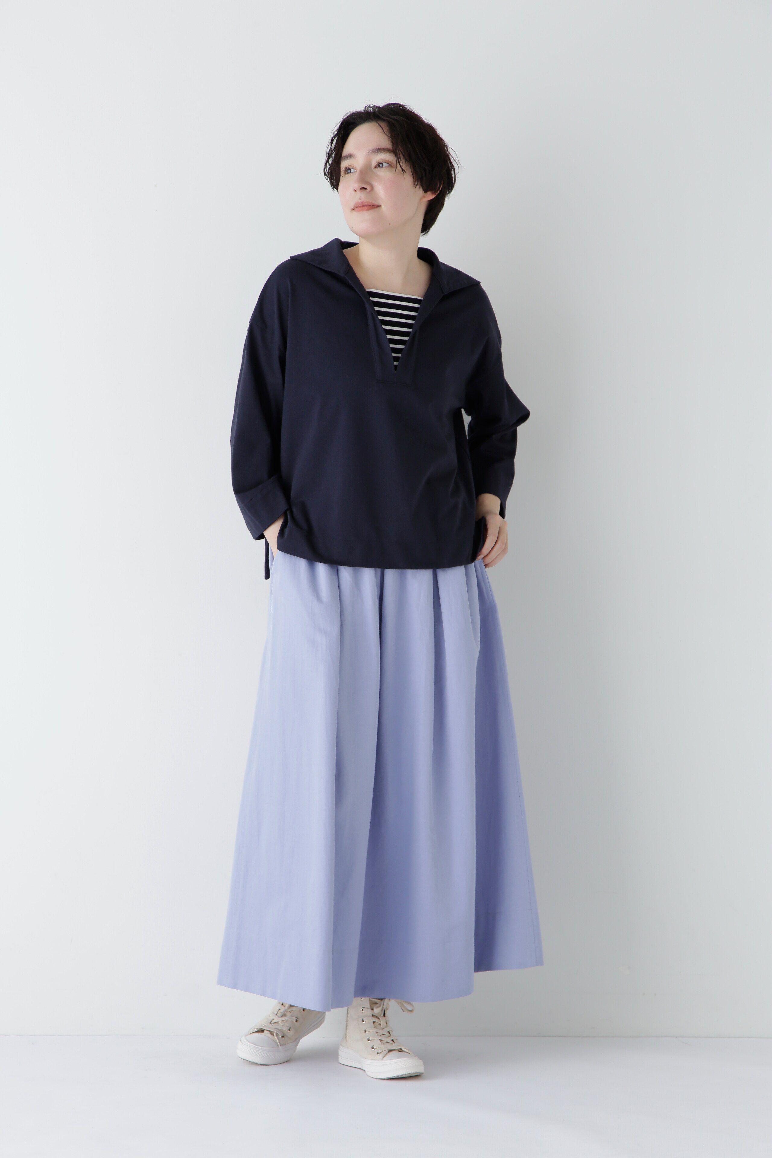  「◆コットンヘンプサテンボリュームボックスタックスカート」|スカート|