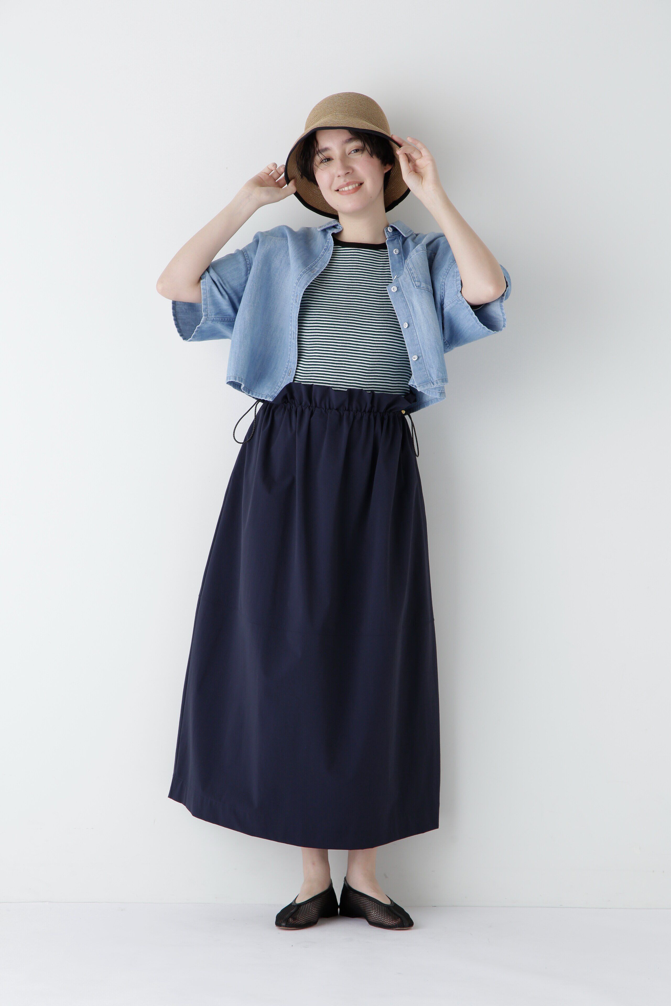  「◆【撥水・接触冷感】ナイロンストレッチギャザースカート」|スカート|