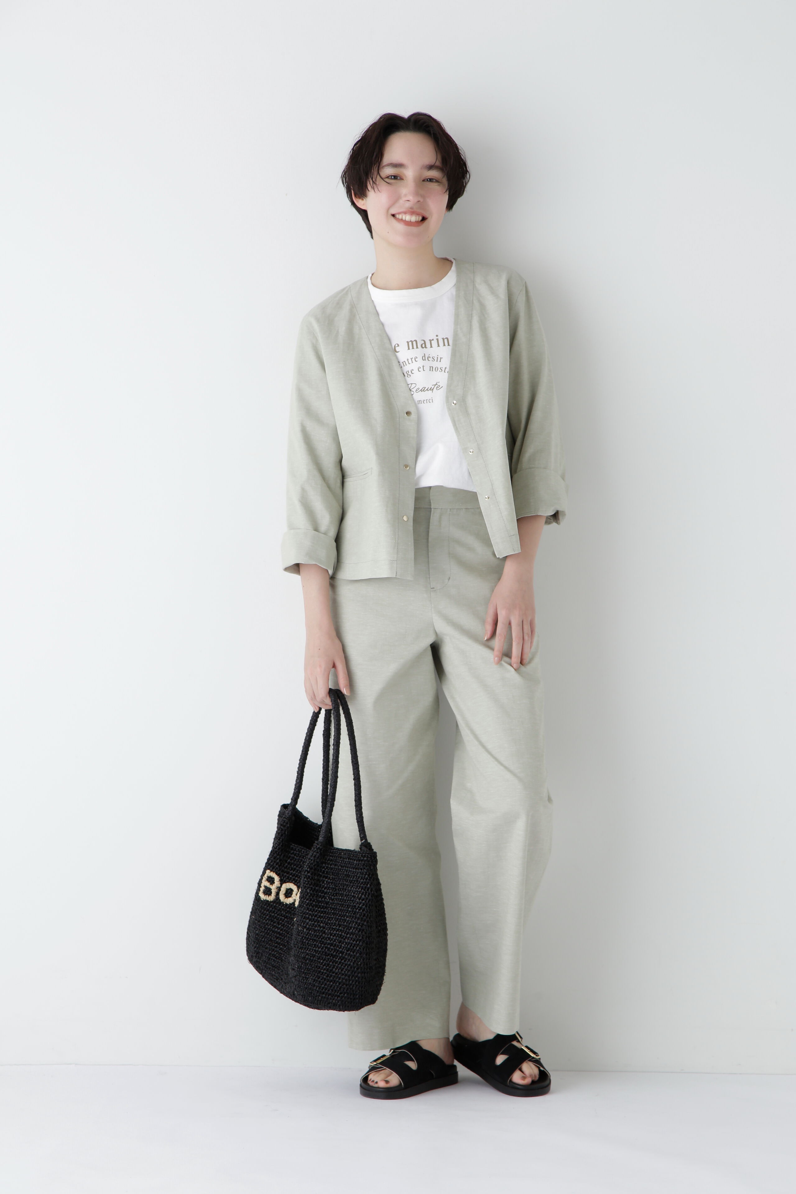  「◆綿麻シャンブレーVネックブルゾン」|ブルゾン・スタジャン|