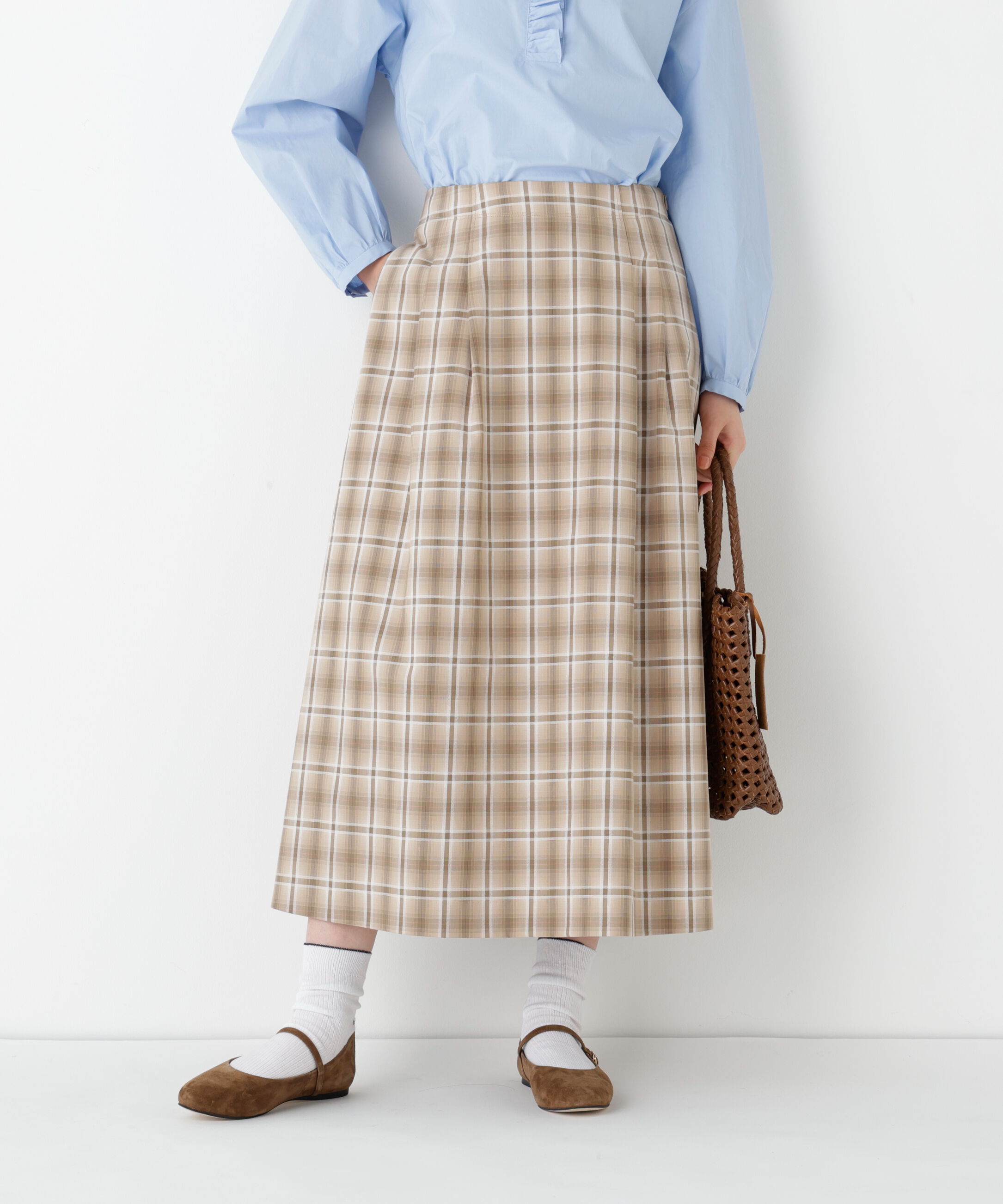  「◆オリジナル先染めチェックタックスカート」|スカート|ベージュチェ 3