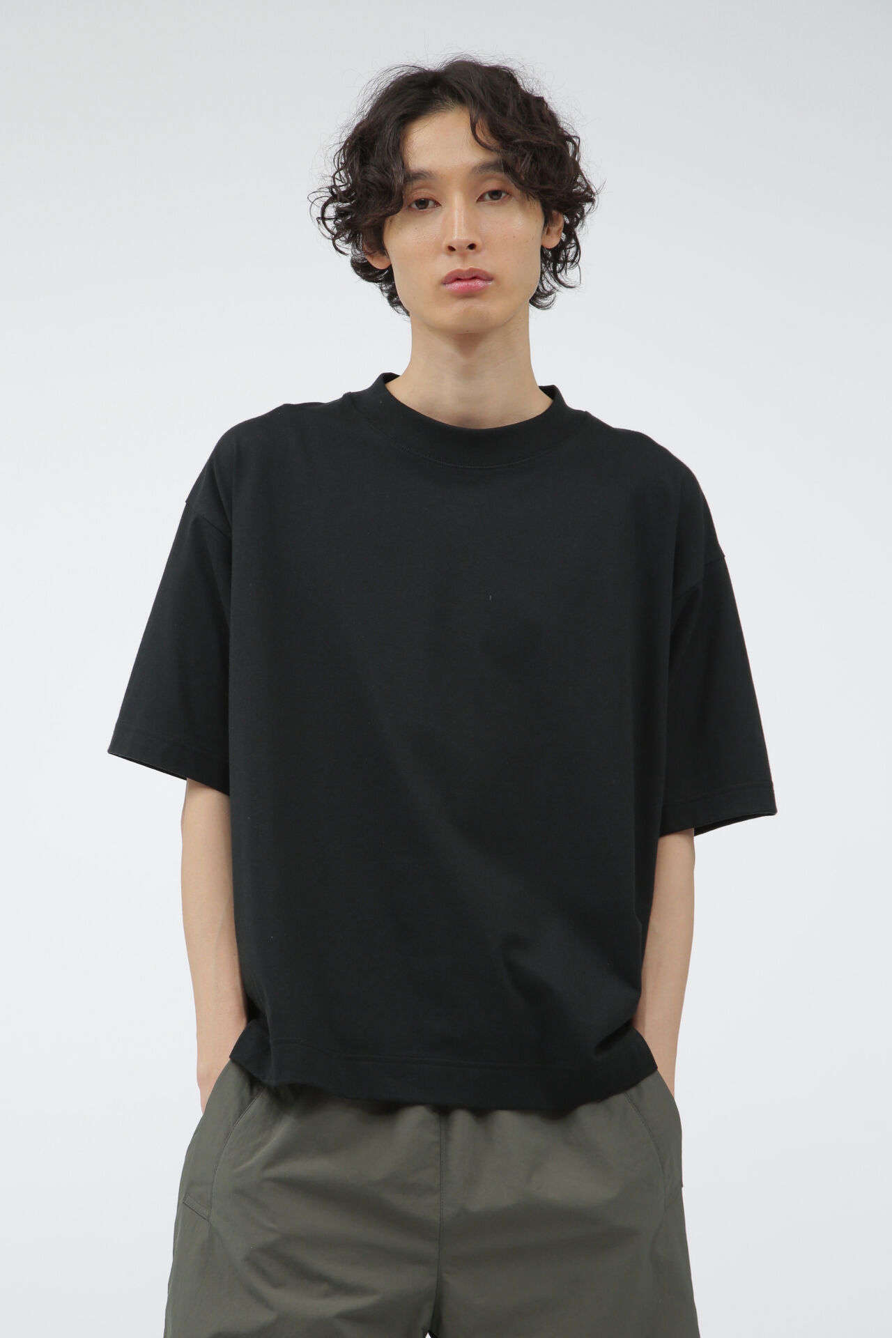MARGARET HOWELL「COTTON POLYESTER JERSEY TOP」|Tシャツ・カットソー|BLACK