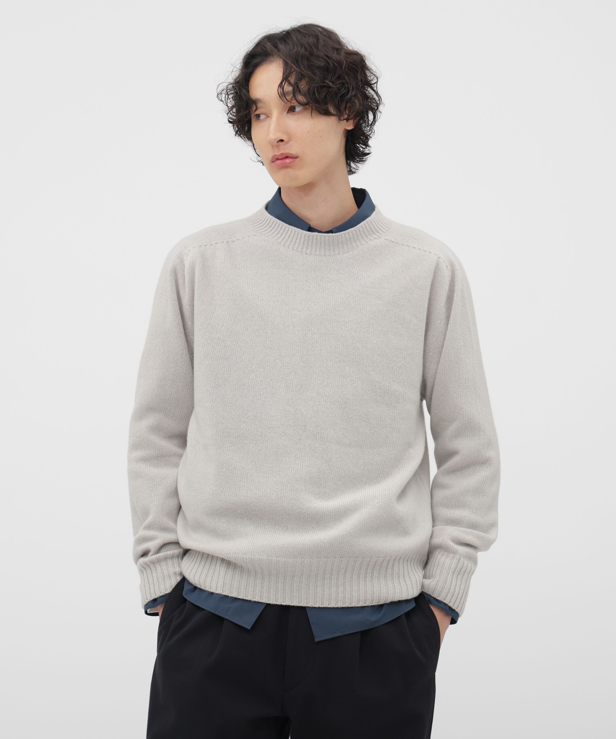 MARGARET HOWELL「SOFT MERINO KNITWEAR」|ニット・セーター|LIGHT GREY1
