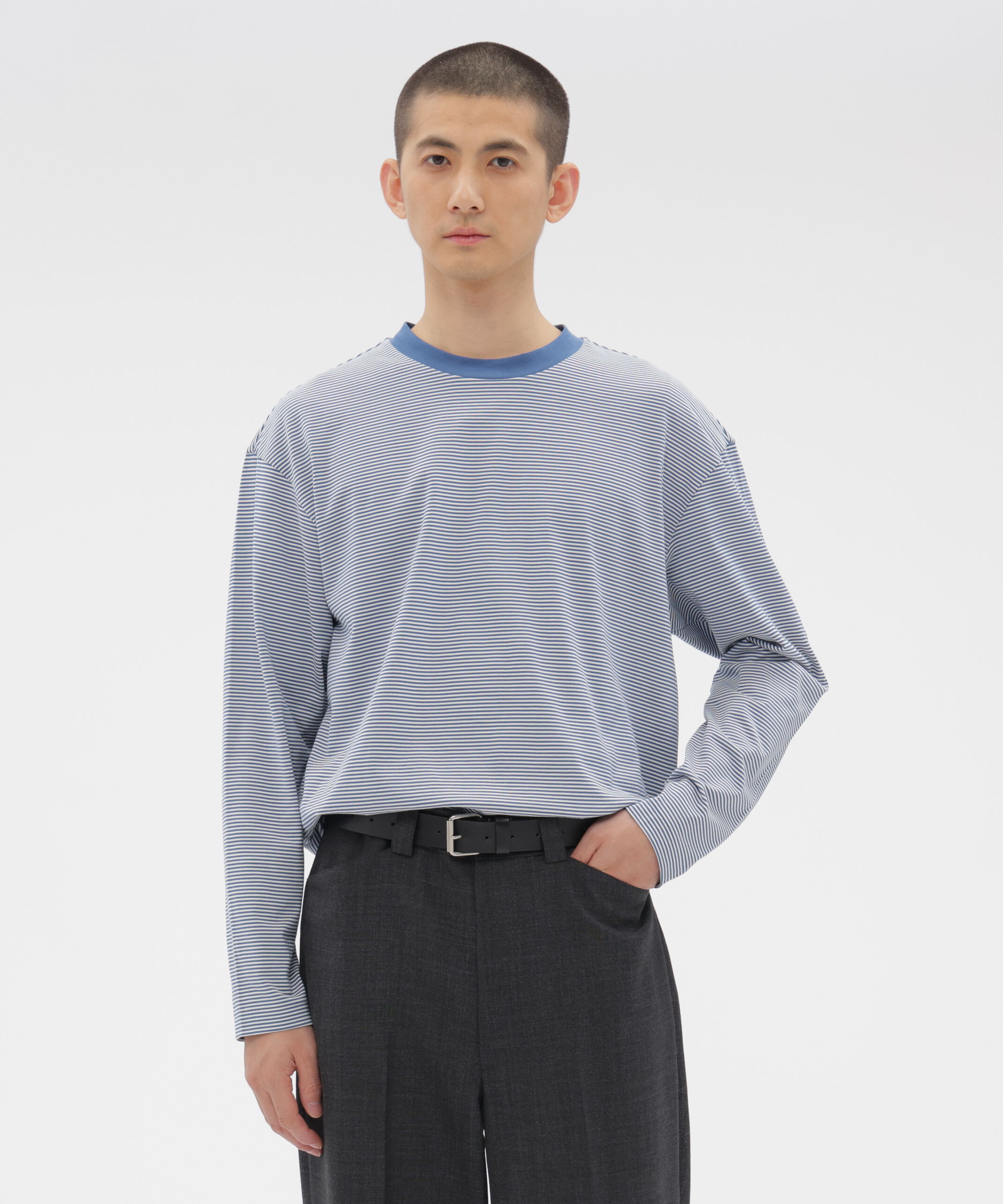 MARGARET HOWELL「COTTON STRIPE JERSEY TOP」|Tシャツ・カットソー|BLUE/WHITE7