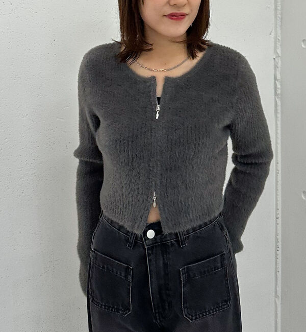 archives「Ｗｚｉｐフェザーニットカーディガン」|カーディガン|CHARCOAL GRAY