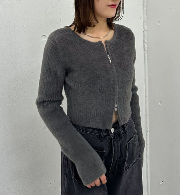 archives「Ｗｚｉｐフェザーニットカーディガン」|カーディガン|