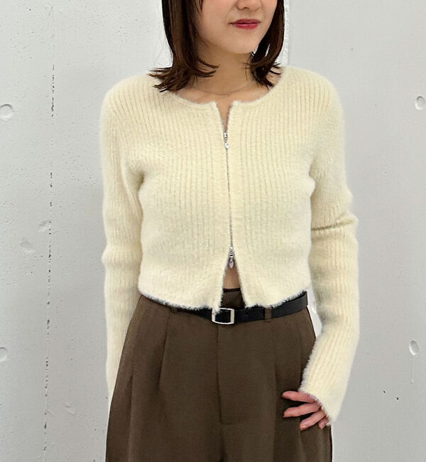 archives「Ｗｚｉｐフェザーニットカーディガン」|カーディガン|IVORY