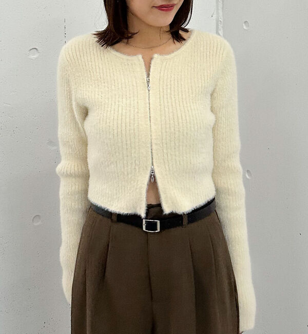archives「Ｗｚｉｐフェザーニットカーディガン」|カーディガン|
