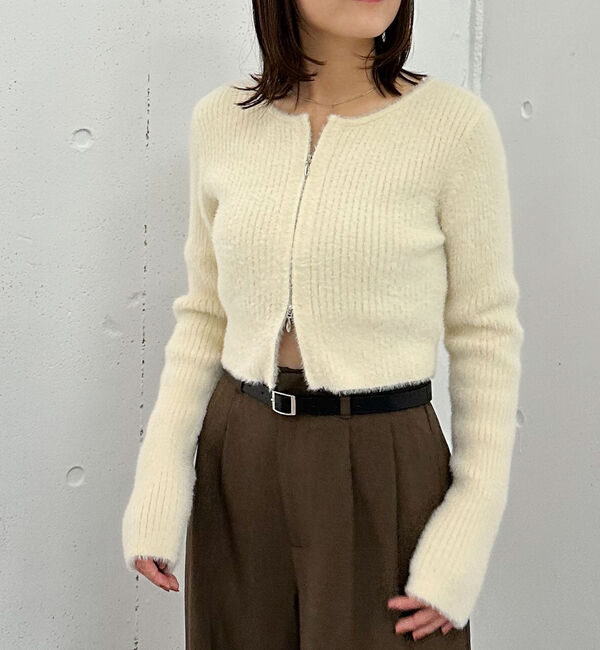 archives「Ｗｚｉｐフェザーニットカーディガン」|カーディガン|