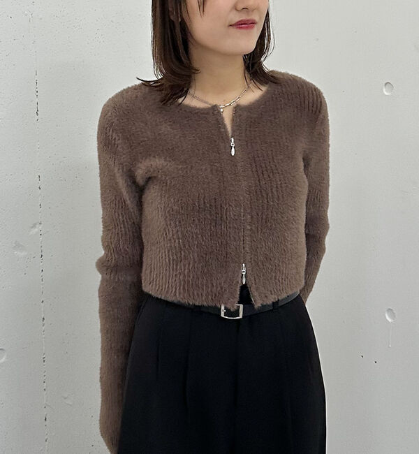 archives「Ｗｚｉｐフェザーニットカーディガン」|カーディガン|BROWN