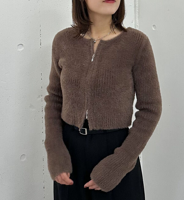 archives「Ｗｚｉｐフェザーニットカーディガン」|カーディガン|