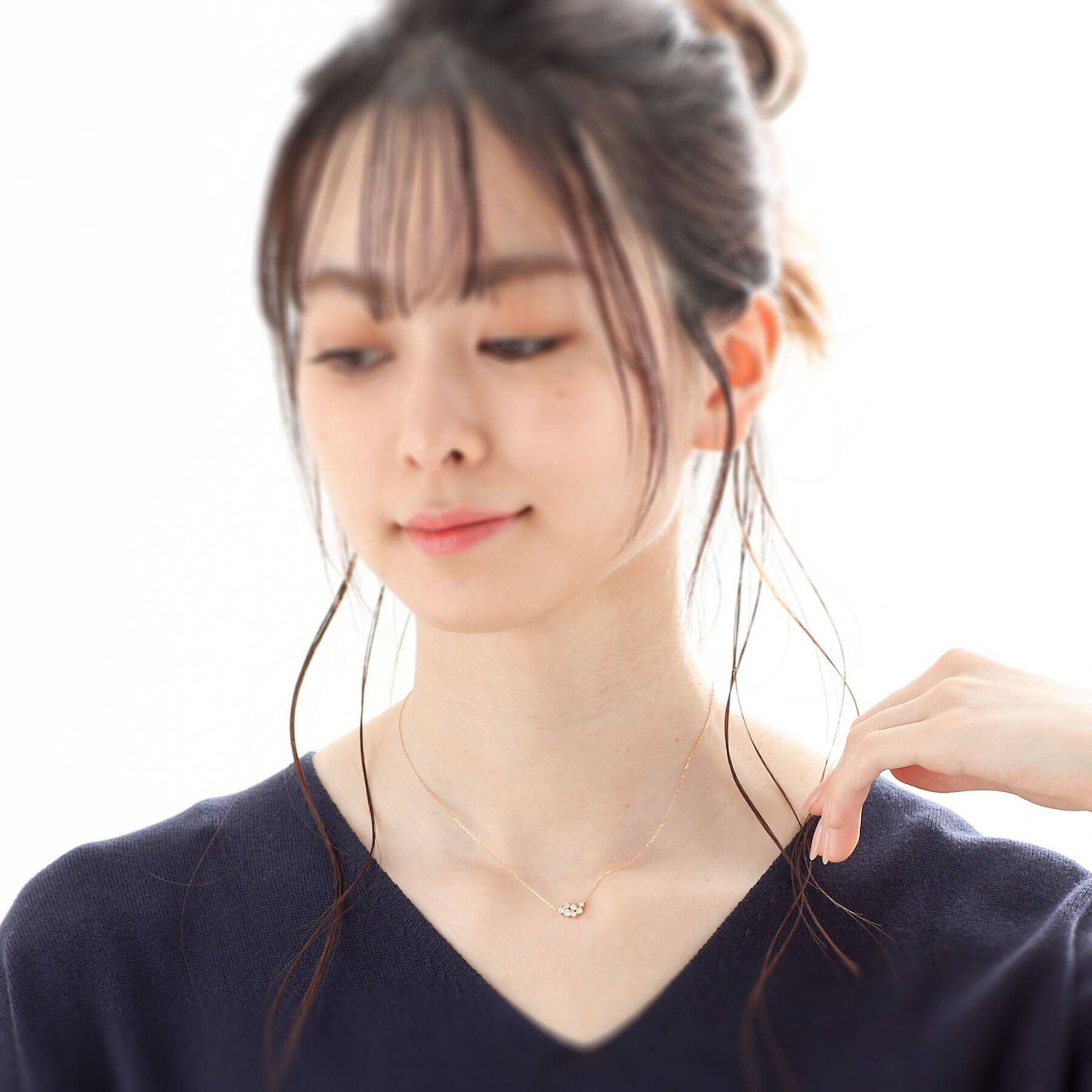 COCOSHNIK「K18ダイヤモンド ランダムクラスター7石 ネックレス」|ネックレス|