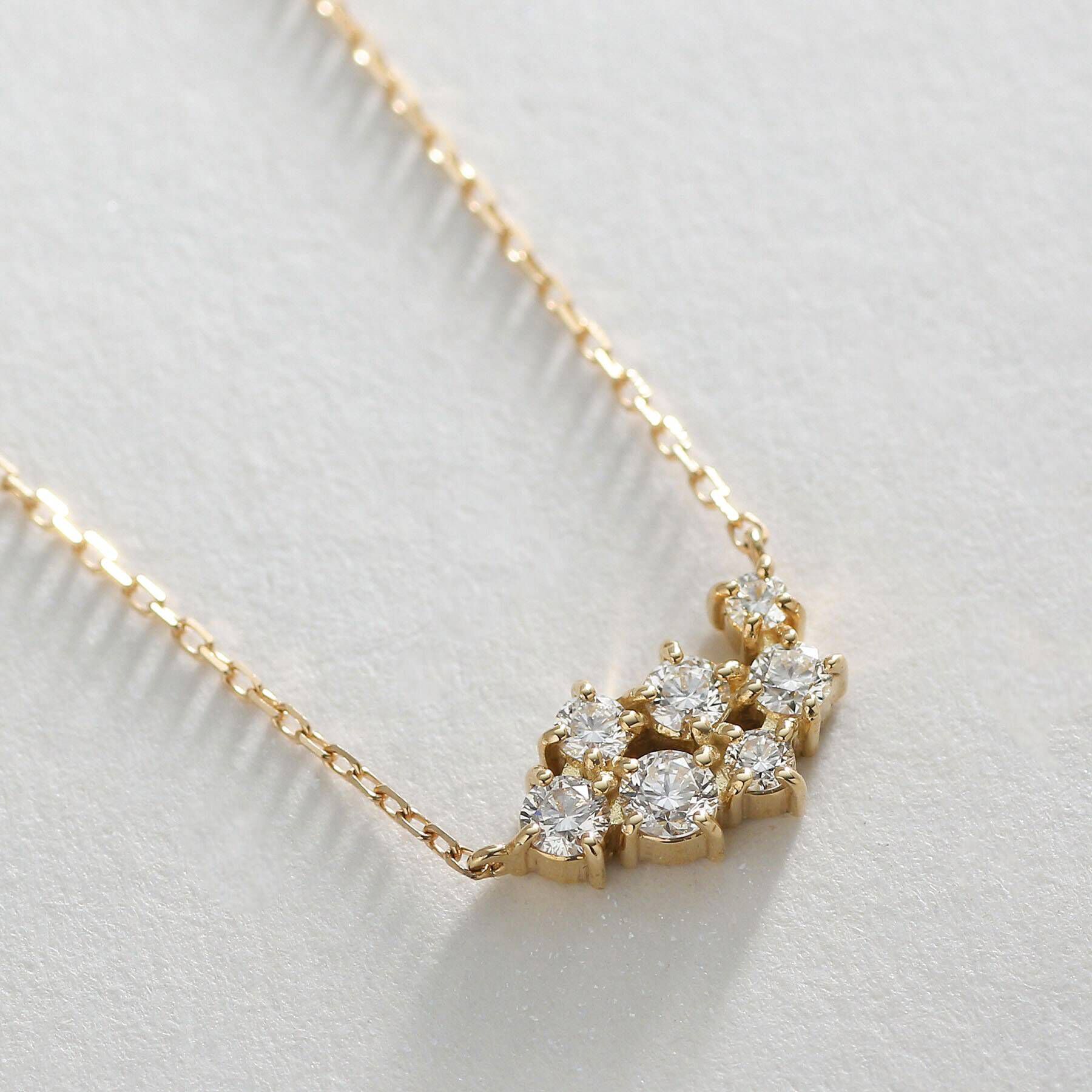 COCOSHNIK「K18ダイヤモンド ランダムクラスター7石 ネックレス」|ネックレス|