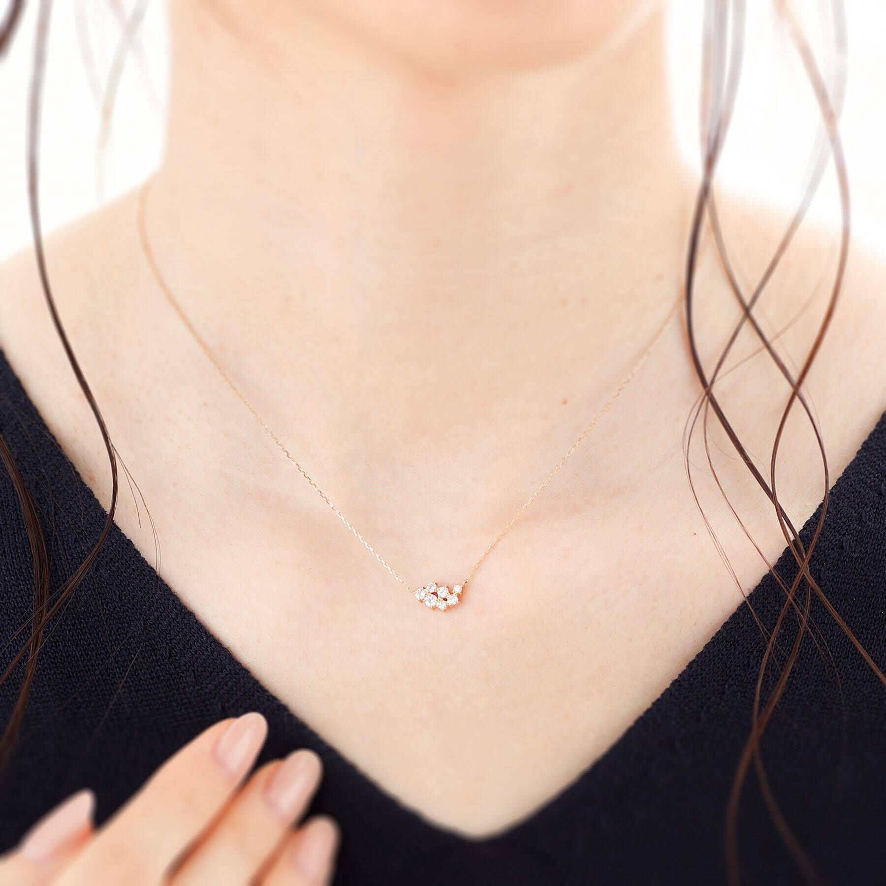 COCOSHNIK「K18ダイヤモンド ランダムクラスター7石 ネックレス」|ネックレス|