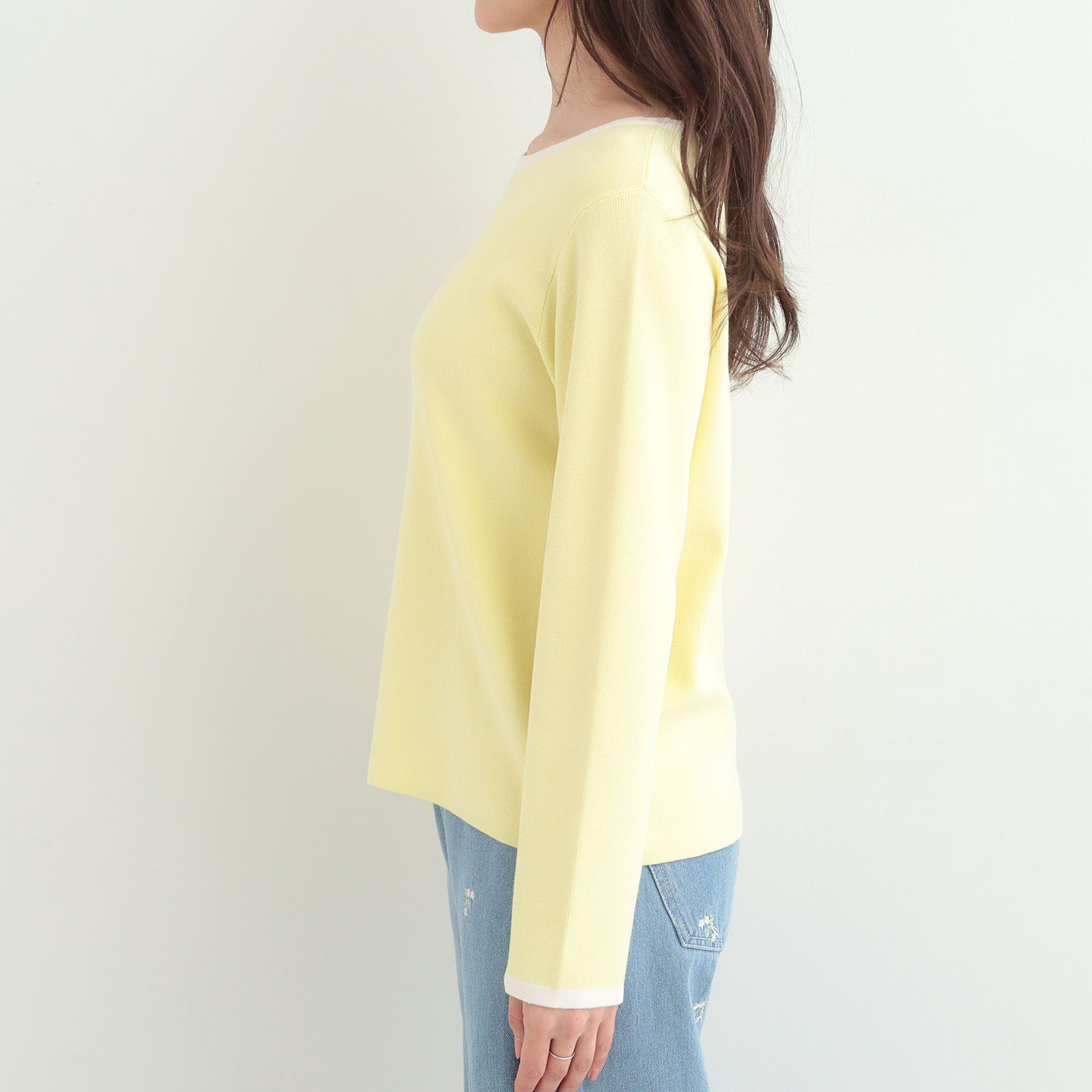 SHOO･LA･RUE「【洗濯機可/S-LL/アンサンブル可】配色クルーネックニット」|ニット・セーター|