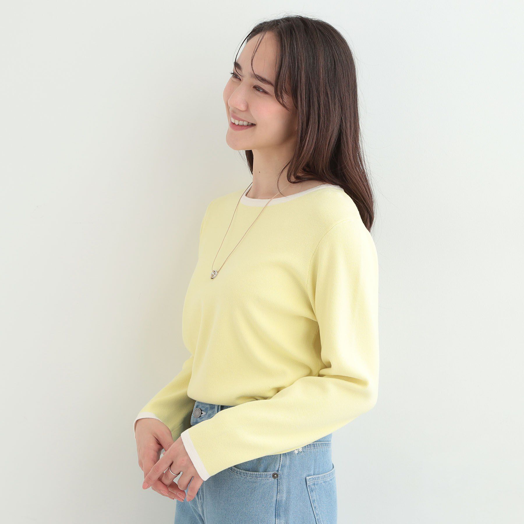 SHOO･LA･RUE「【洗濯機可/S-LL/アンサンブル可】配色クルーネックニット」|ニット・セーター|