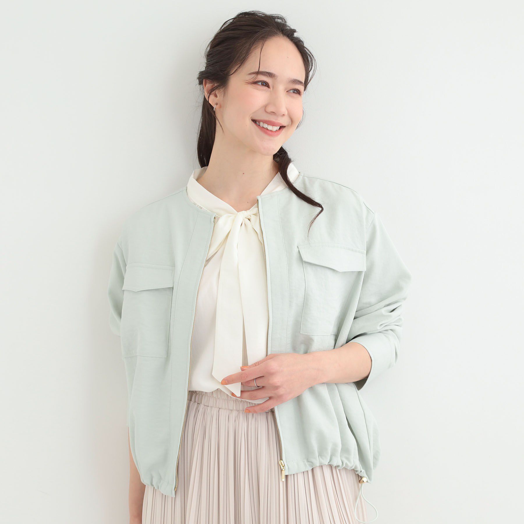 SHOO･LA･RUE「【S-LL】デイリーにも、通勤にも。フラップポケットノーカラーブルゾン」|ブルゾン・スタジャン|