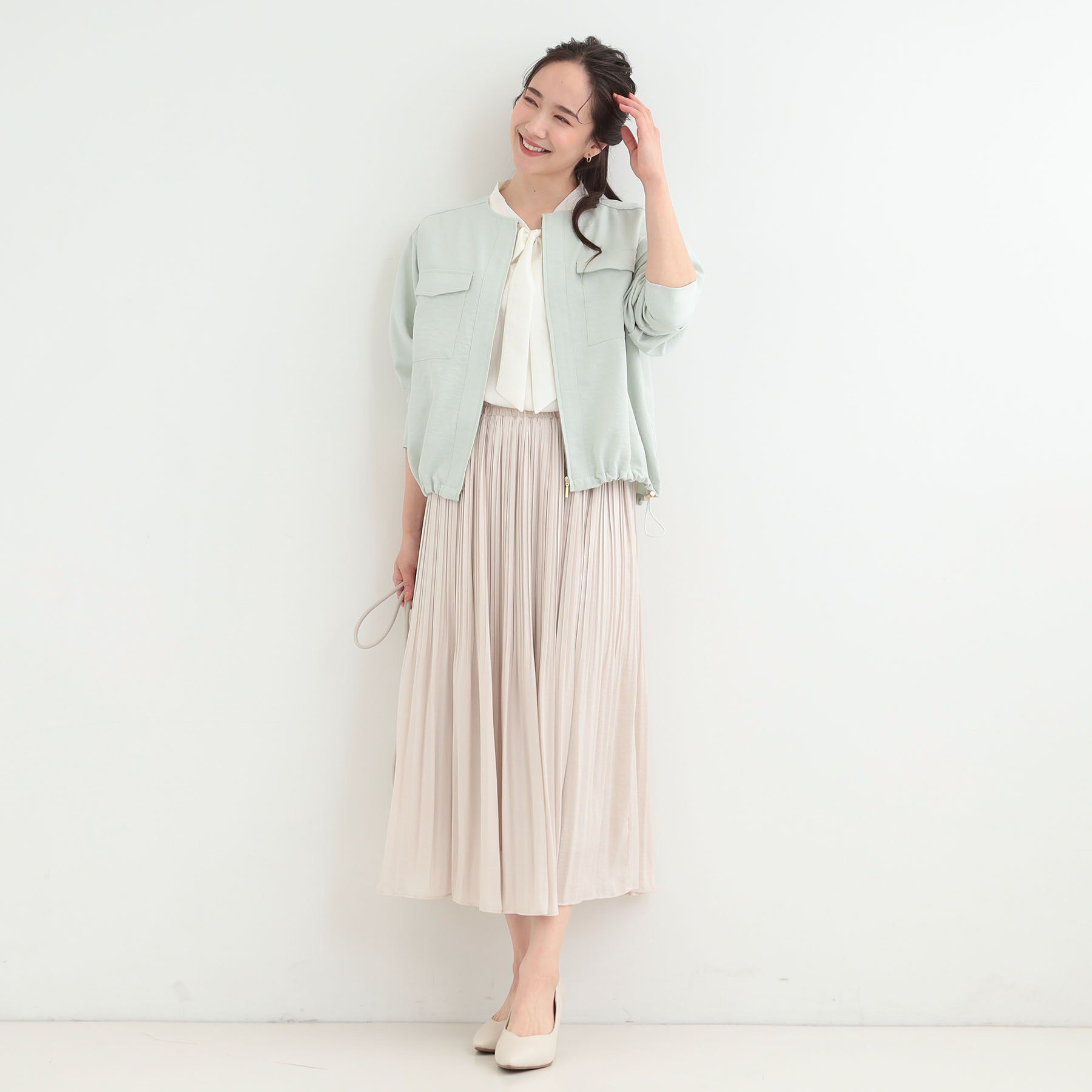 SHOO･LA･RUE「【S-LL】デイリーにも、通勤にも。フラップポケットノーカラーブルゾン」|ブルゾン・スタジャン|