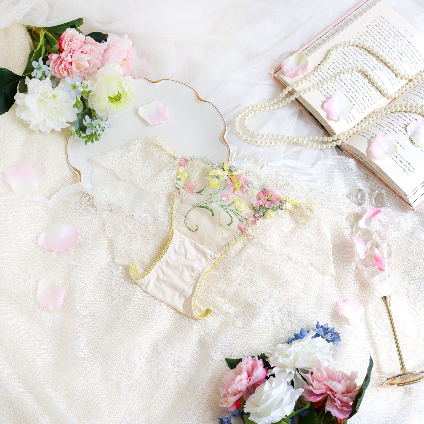 Risa Magli「テリン レースショーツ」|インナー|イエロー(032)