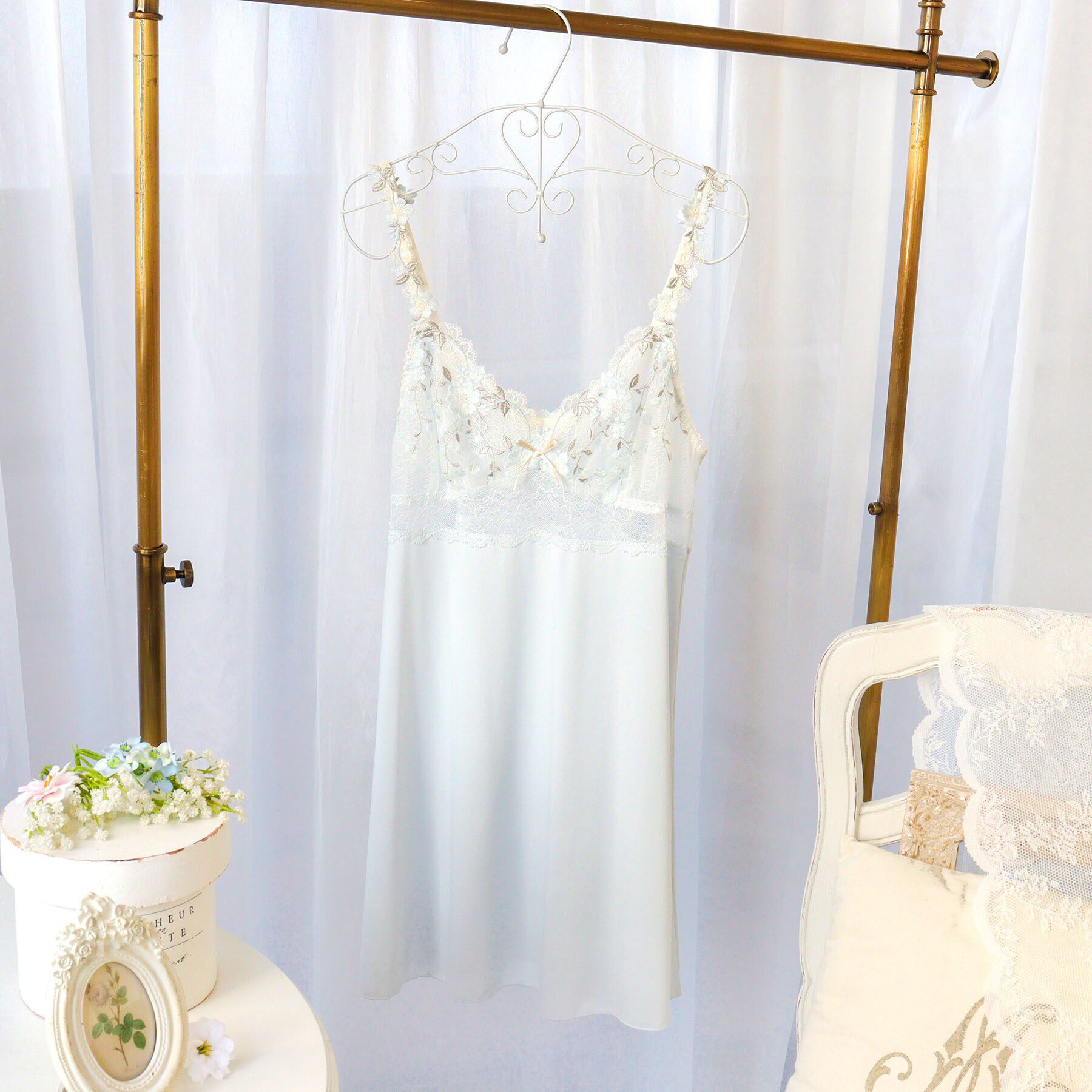 Risa Magli「シュクリエ スリップ」|キャミソール|サックスブルー(09