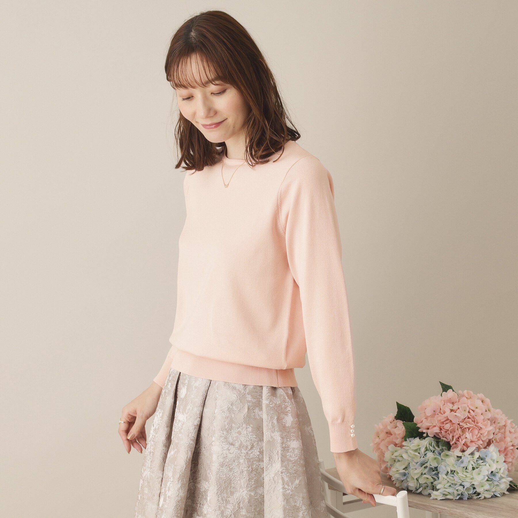 ITS&rsquo;DEMO「【アンチピリング／洗濯機OK】ボートネックニット」|ニット・セーター|ライトピンク(070