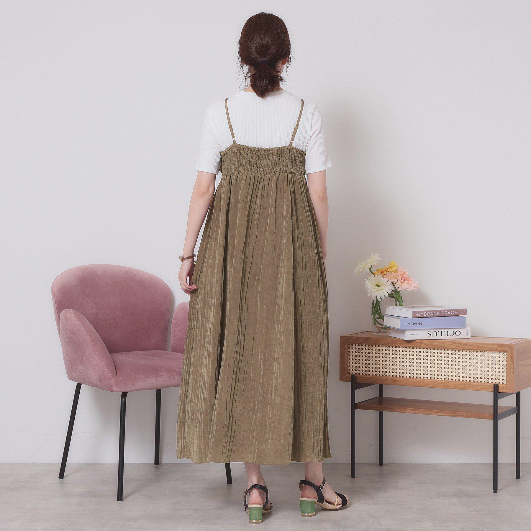 ITS&rsquo;DEMO「【手洗い可】ワッシャーサテンキャミワンピース」|ワンピース|