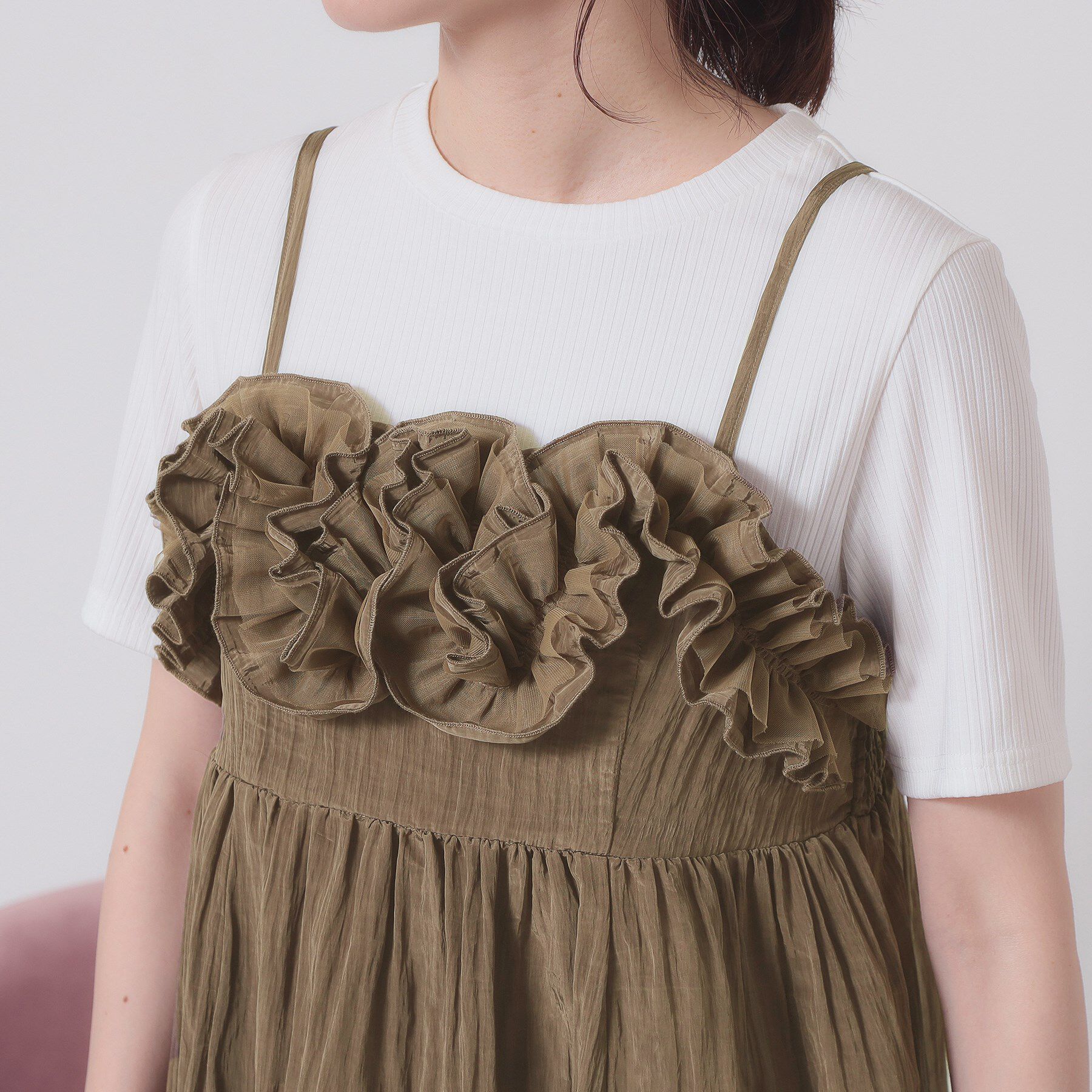 ITS&rsquo;DEMO「【手洗い可】ワッシャーサテンキャミワンピース」|ワンピース|