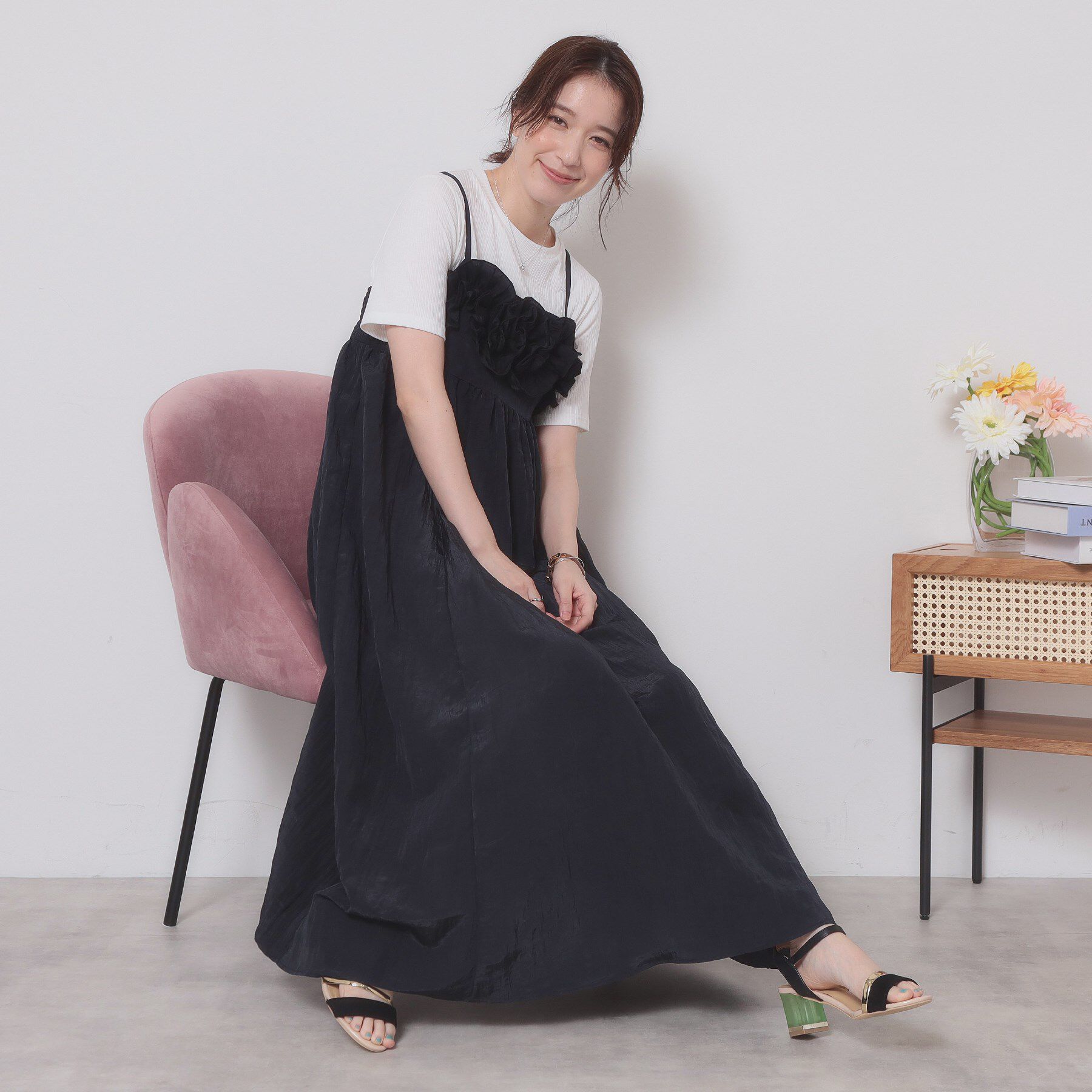 ITS&rsquo;DEMO「【手洗い可】ワッシャーサテンキャミワンピース」|ワンピース|