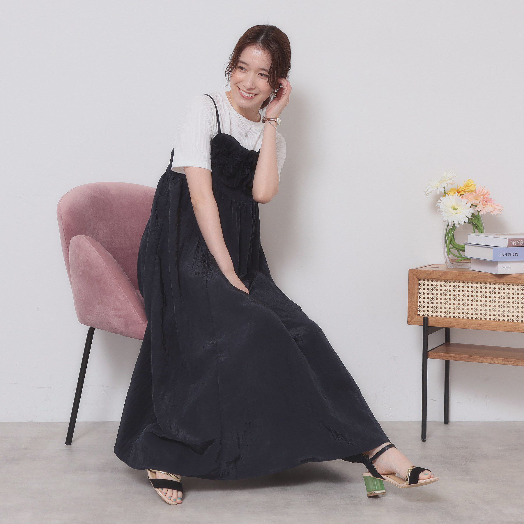 ITS&rsquo;DEMO「【手洗い可】ワッシャーサテンキャミワンピース」|ワンピース|