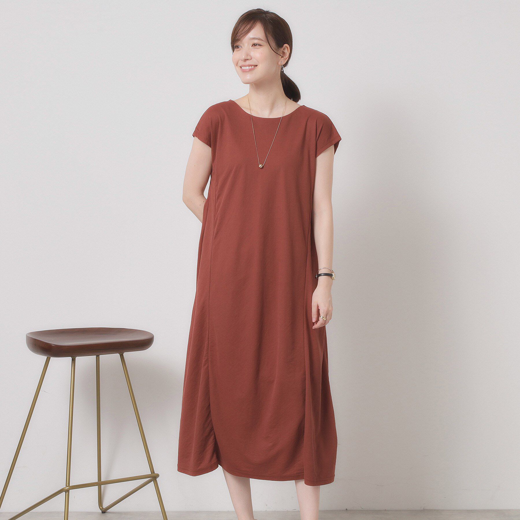 ITS&rsquo;DEMO「【接触冷感／洗濯機OK】カノコカットフレアワンピース」|ワンピース|ブラウン(043)