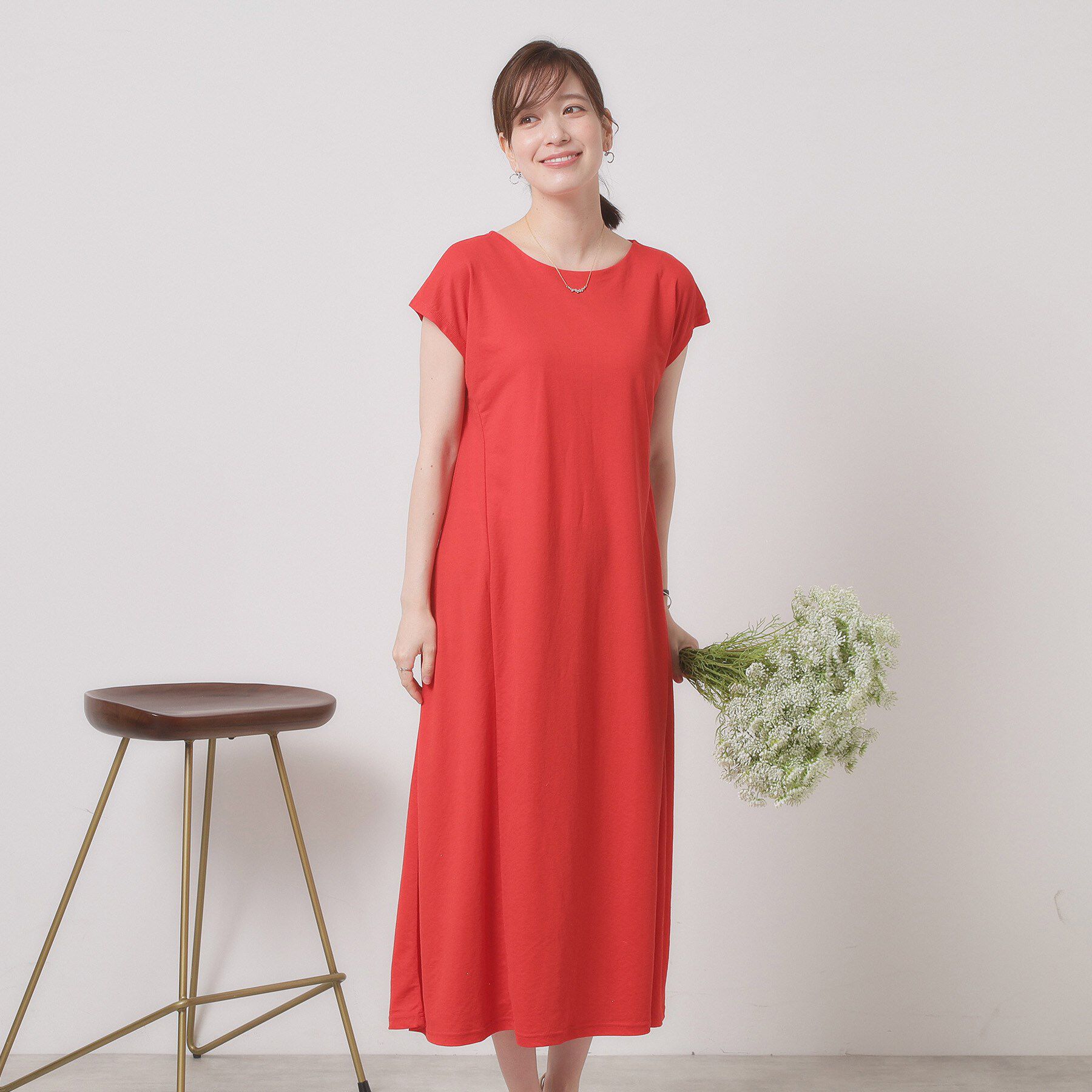 ITS&rsquo;DEMO「【接触冷感／洗濯機OK】カノコカットフレアワンピース」|ワンピース|レッド(062)