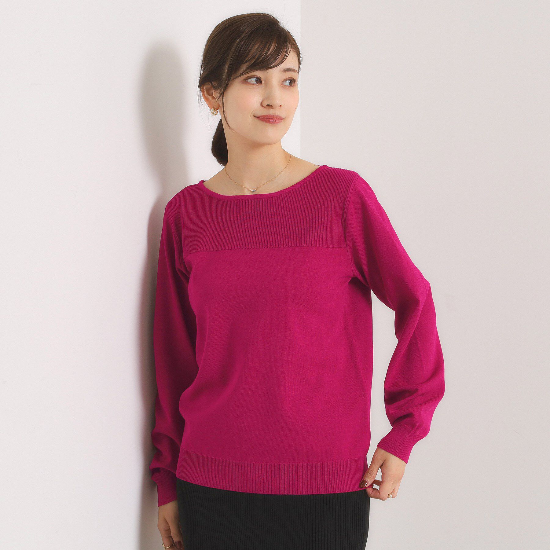 ITS&rsquo;DEMO「【縮みに強い／洗濯機OK】編地切替ニットプルオーバー」|ニット・セーター|ピンク(074)