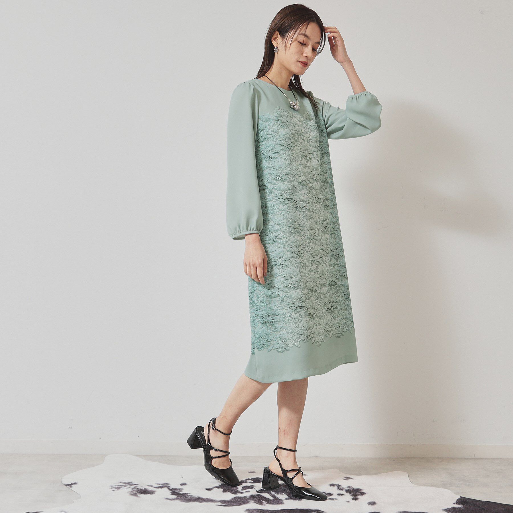 SunaUna「【＆yours project／SS～L】レースパネル柄ワンピース」|ワンピース|