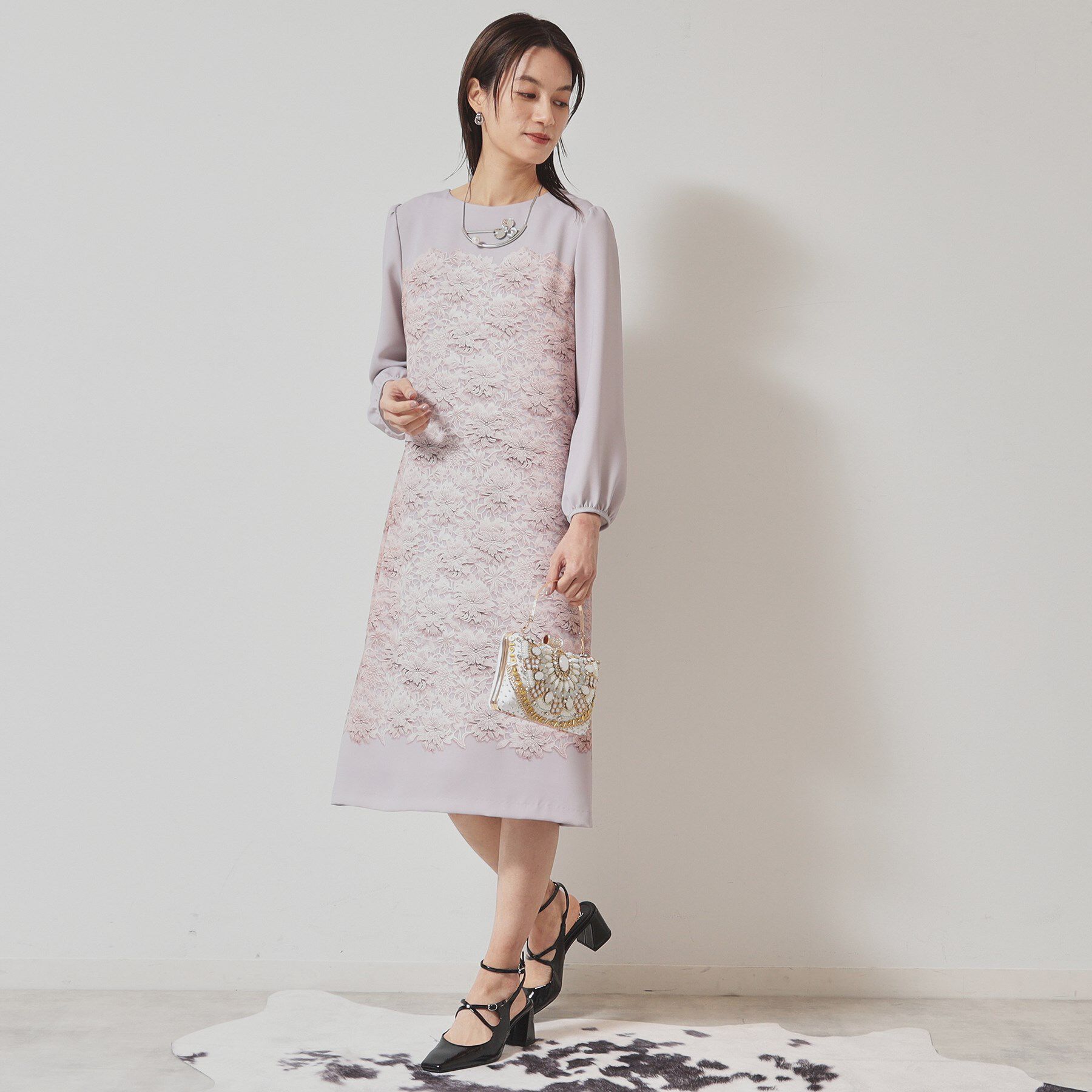 SunaUna「【＆yours project／SS～L】レースパネル柄ワンピース」|ワンピース|