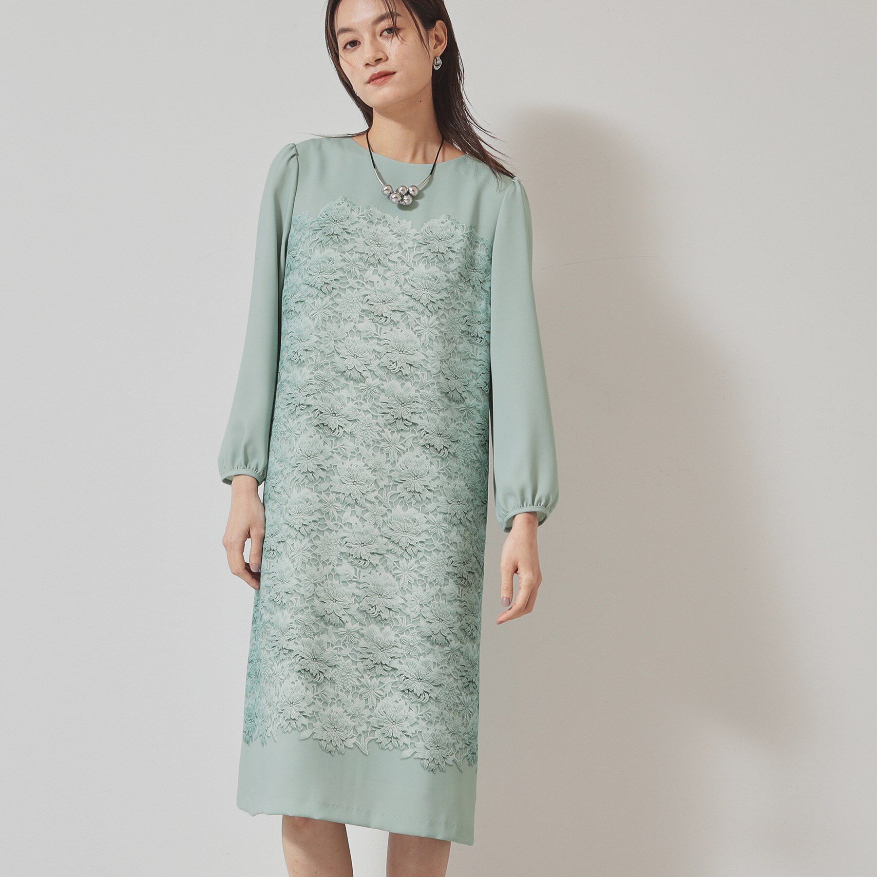 SunaUna「【＆yours project／SS～L】レースパネル柄ワンピース」|ワンピース|