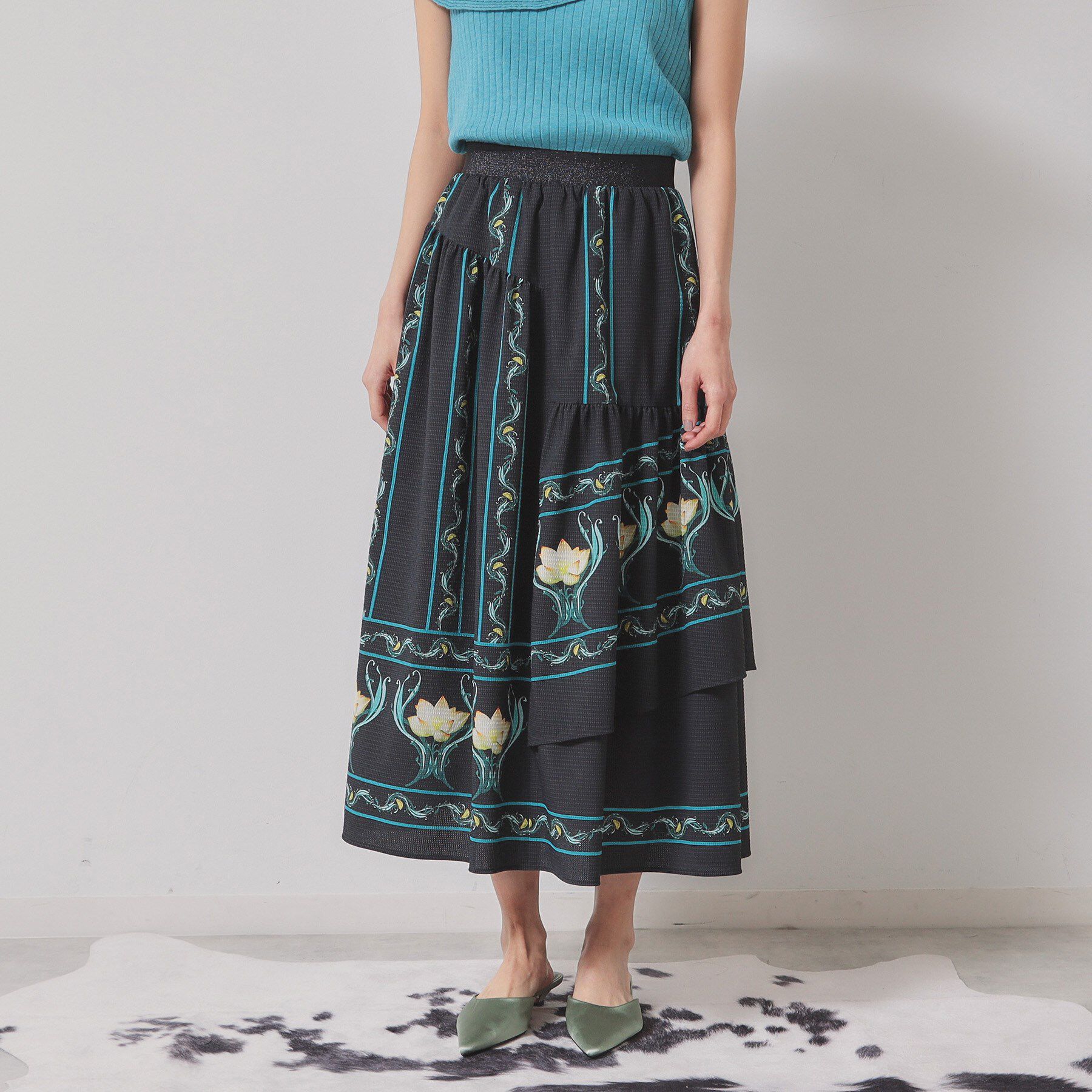 SunaUna「【ティアード／ウエストゴム】オリエンタルパネルスカート」|スカート|