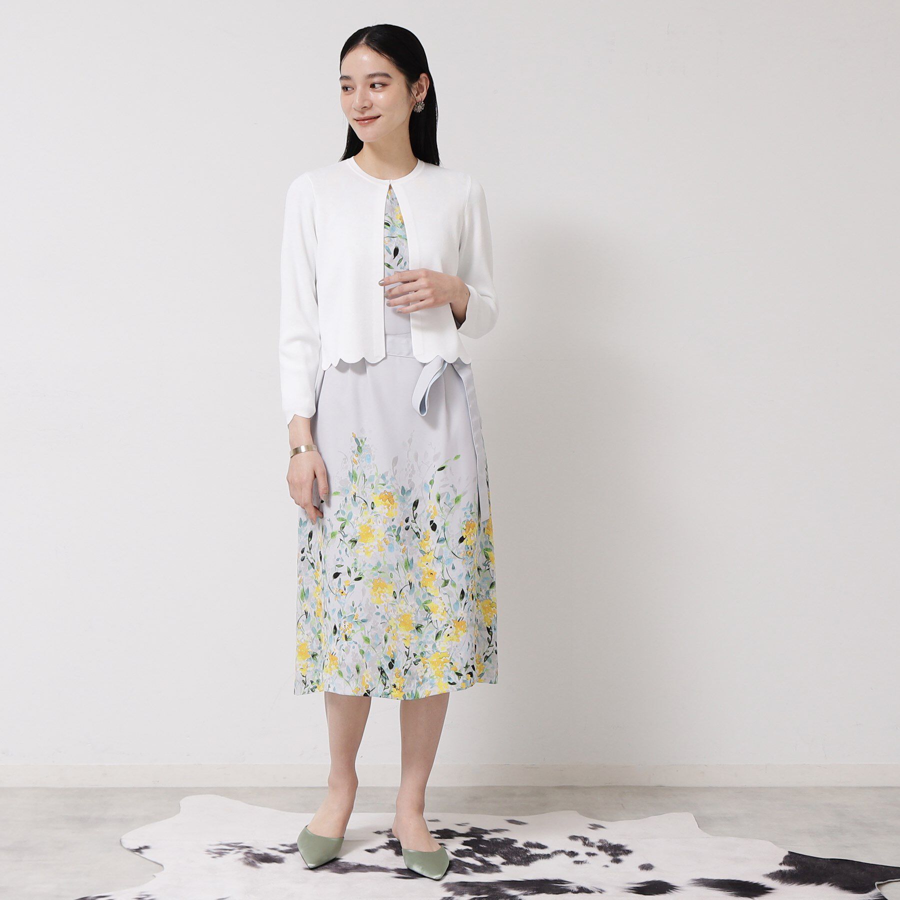 SunaUna「【接触冷感／アンサンブル可】裾スカラップニットボレロ」|カーディガン|