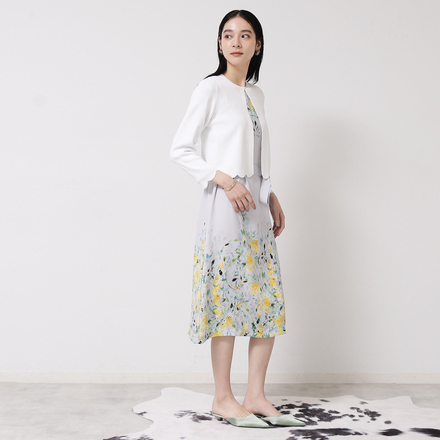 SunaUna「【接触冷感／アンサンブル可】裾スカラップニットボレロ」|カーディガン|