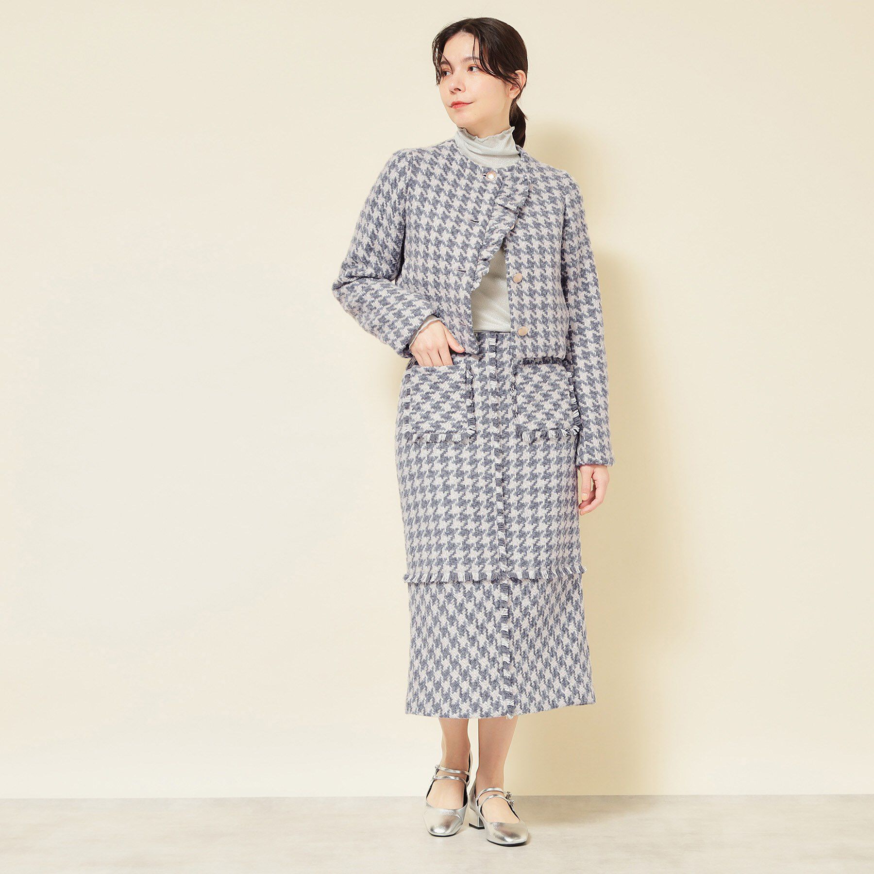 SunaUna「【COLLECTION LINE】ツイードフリンジスカート」|スカート|