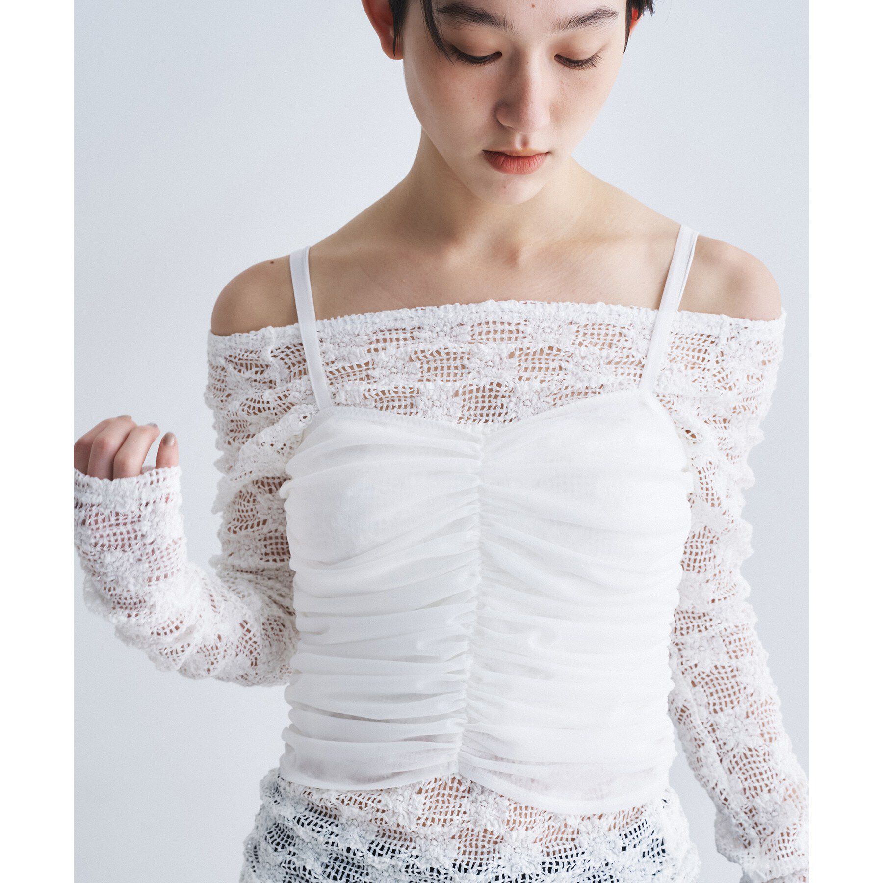 CODE A「organza shirring cami」|キャミソール|
