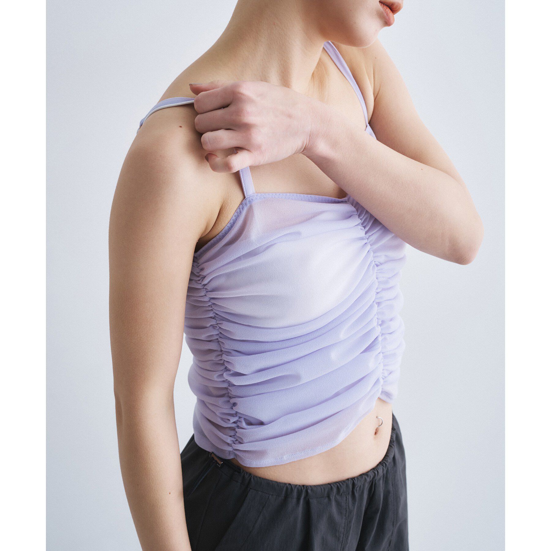 CODE A「organza shirring cami」|キャミソール|