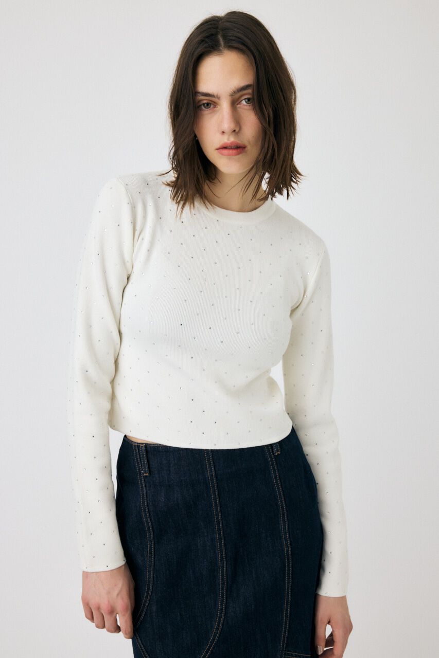MOUSSY「RHINESTONE ニットトップス」|ニット・セーター|