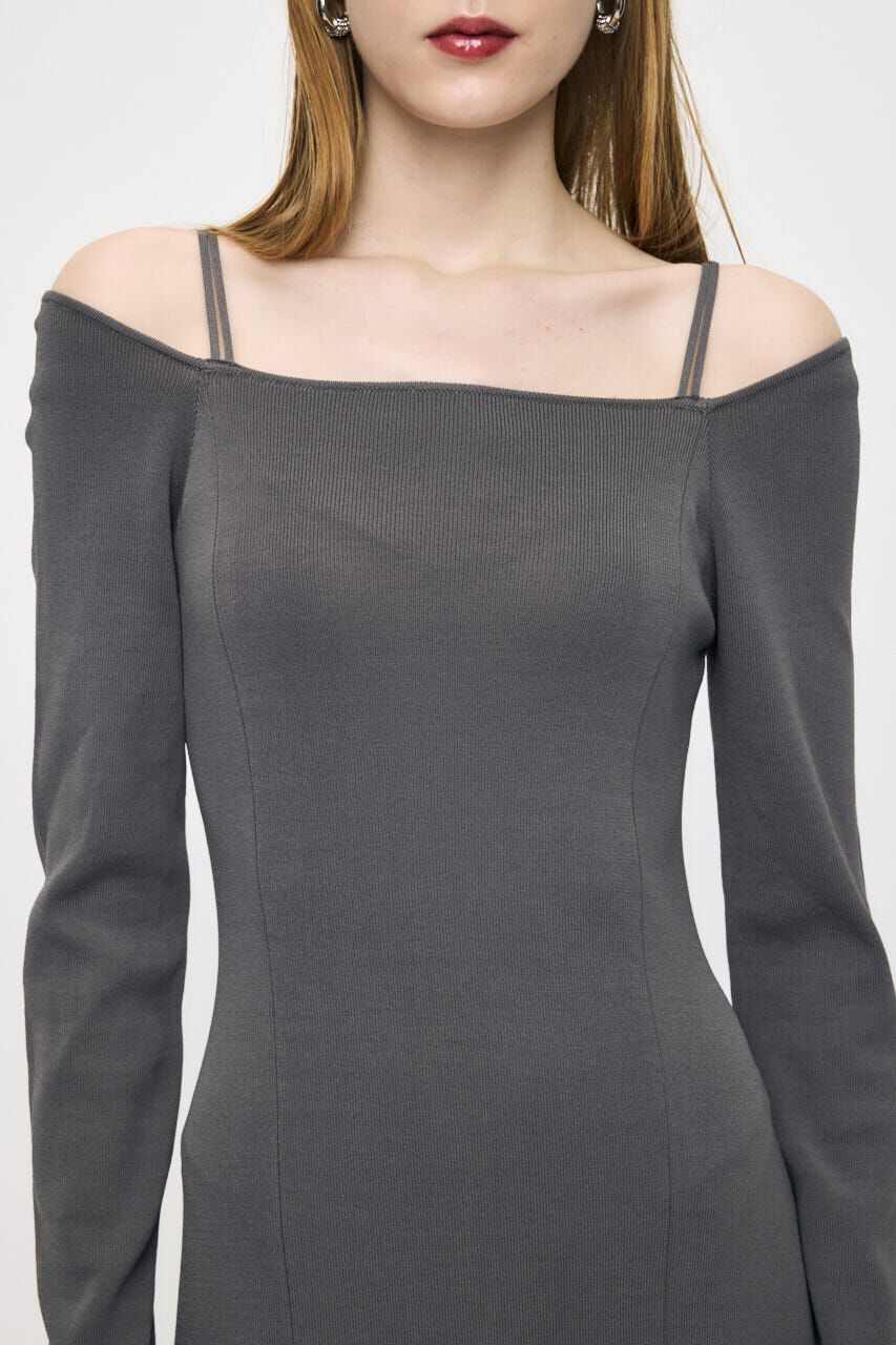 MOUSSY「OPEN NECK KNIT LONG ドレス」|ワンピース|