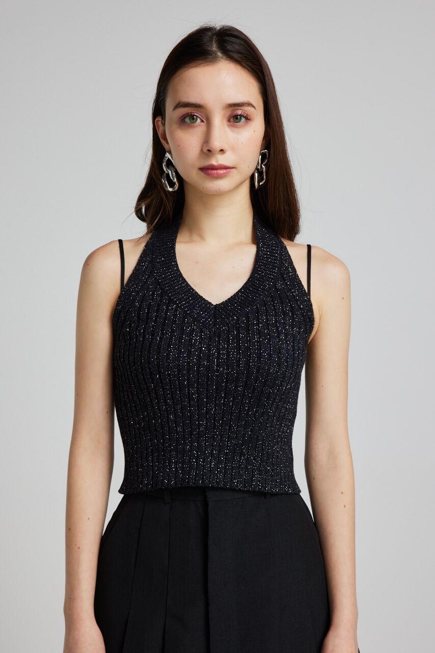 rienda「ホルターNCクロップドKnit TOP」|タンクトップ|