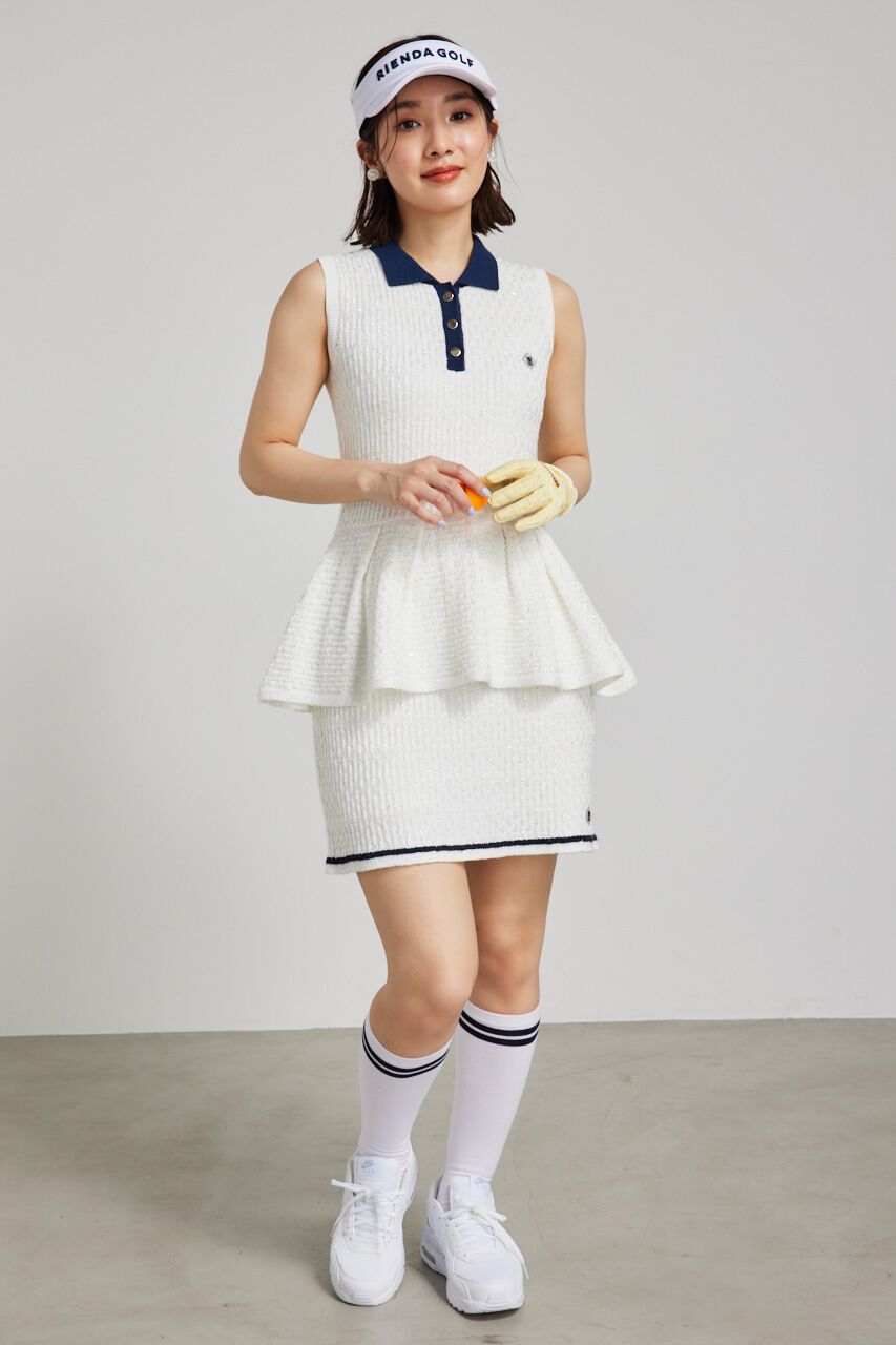 rienda「シャイニーツイードペプラムニットTOP」|ニット・セーター|