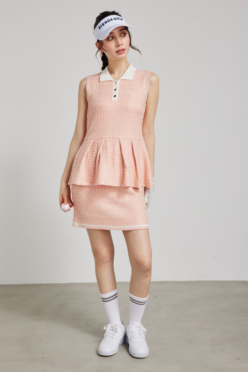 rienda「シャイニーツイードペプラムニットTOP」|ニット・セーター|