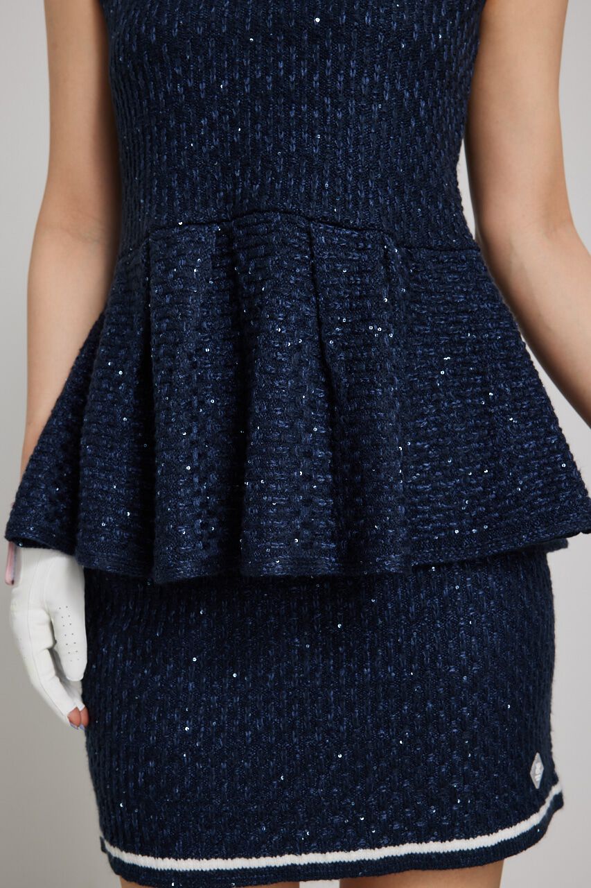 rienda「シャイニーツイードペプラムニットTOP」|ニット・セーター|