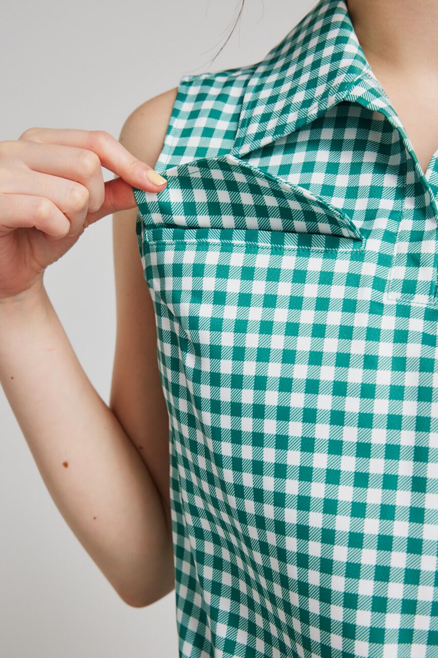 rienda「ギンガムチェックノースリTOP」|タンクトップ|