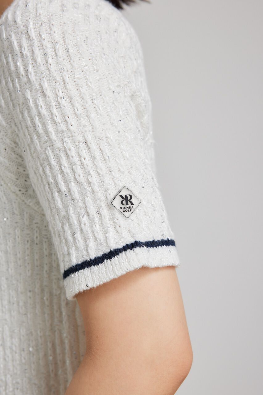 rienda「シャイニーツイードモックネックニットTOP」|ニット・セーター|