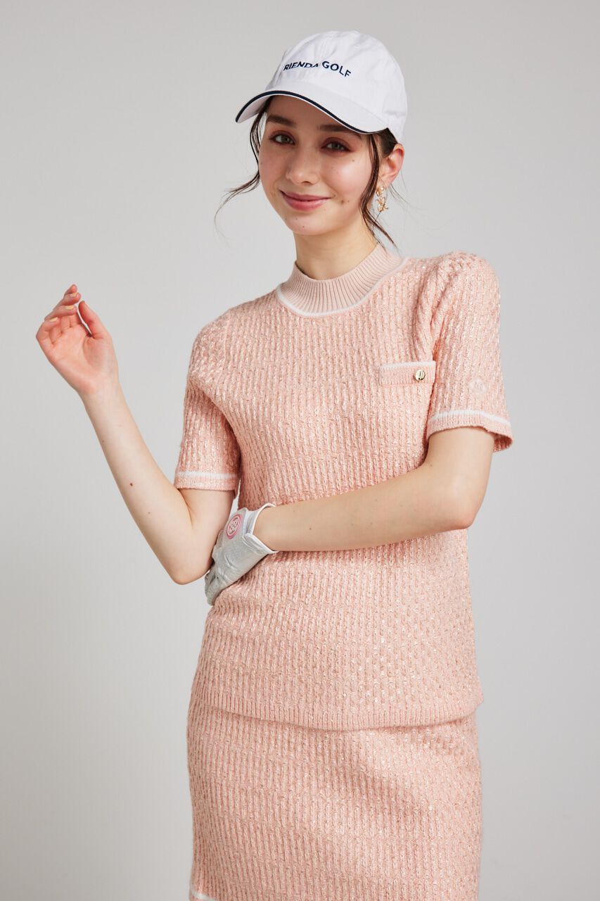 rienda「シャイニーツイードモックネックニットTOP」|ニット・セーター|PNK